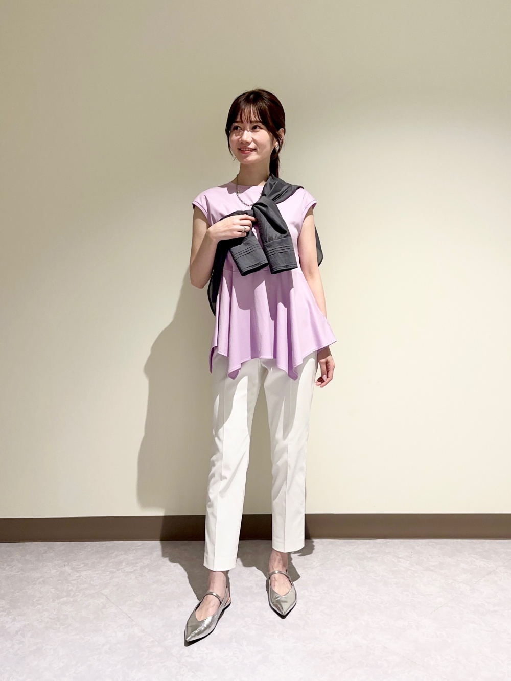 PLST リネンブレンド　カラーレスジャケット＆スティックパンツ トリアセブレンドカラーレスジャケット、スティックパンツ
