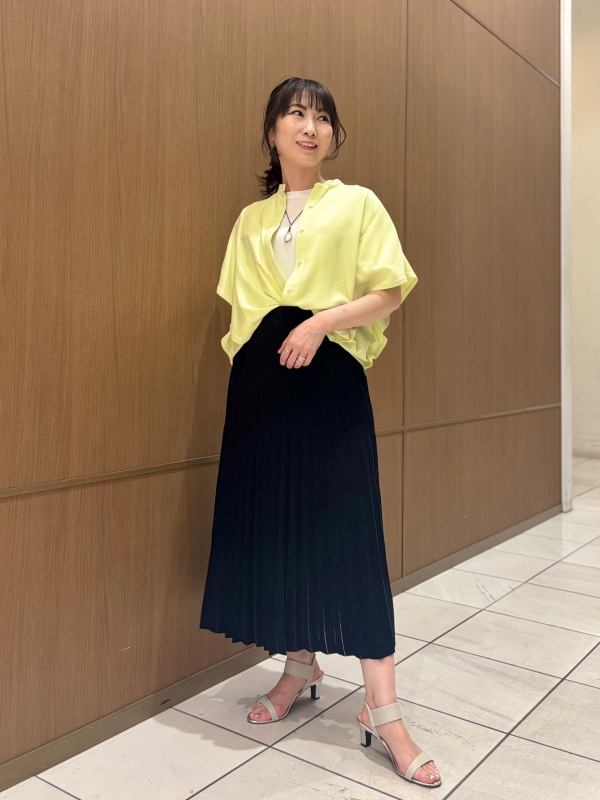 プラステ　【新品】　バンドカラーパネルスリーブシャツ　イエロー　S PLST(プラステ)公式 | バンドカラーパネルスリーブシャツ