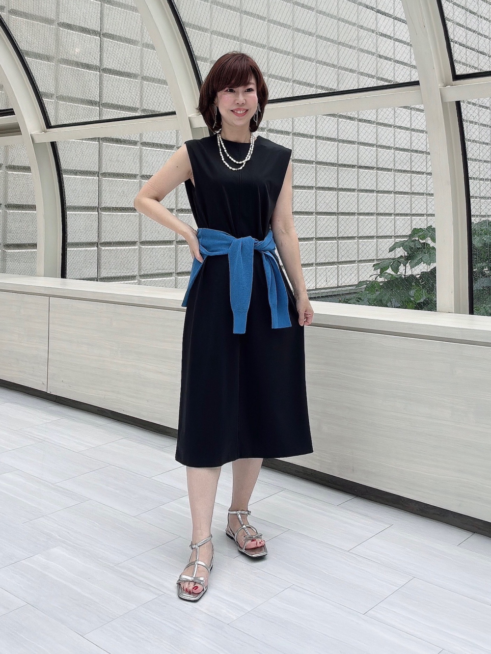 今期新品　プラステ　ハイストレッチナイロンドッキングワンピース　ブラック　M PLST(プラステ)公式 | ハイストレッチナイロンフレアワンピース