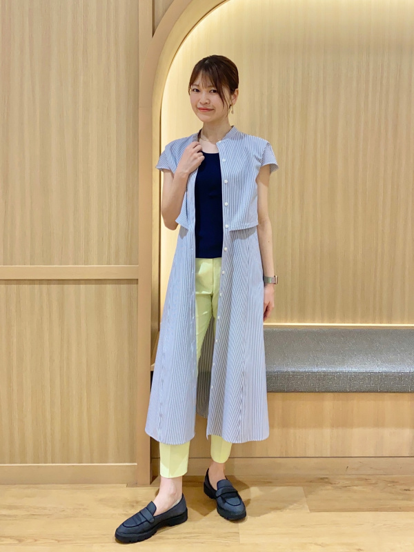 PLST サッカー レイヤード ワンピース ネイビー サッカーレイヤードワンピース、PLUS STYLEパンプス（ローヒール