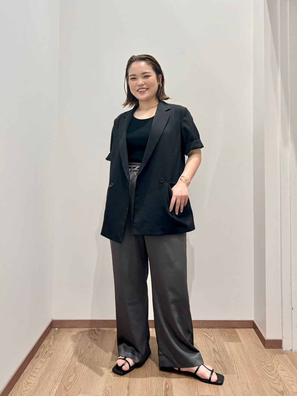 プレミアムオックスハーフスリーブジャケット、スティックパンツ