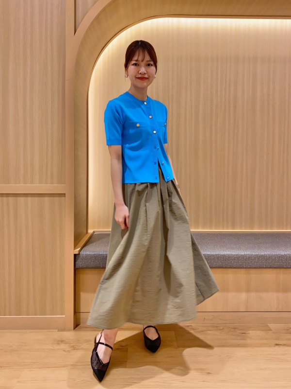 美品♡ プラステ セットアップ リネン 爽やかなブルー ノーカラー ワイドパンツ 公式スタイリング | プラステ