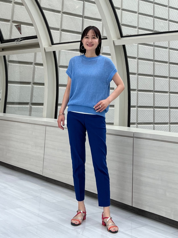 プラステ リネンブレンドスティックパンツ XXS 青、ダークグリーン 2点セット PLST(プラステ)公式 | スティックパンツ（リネンブレンド）