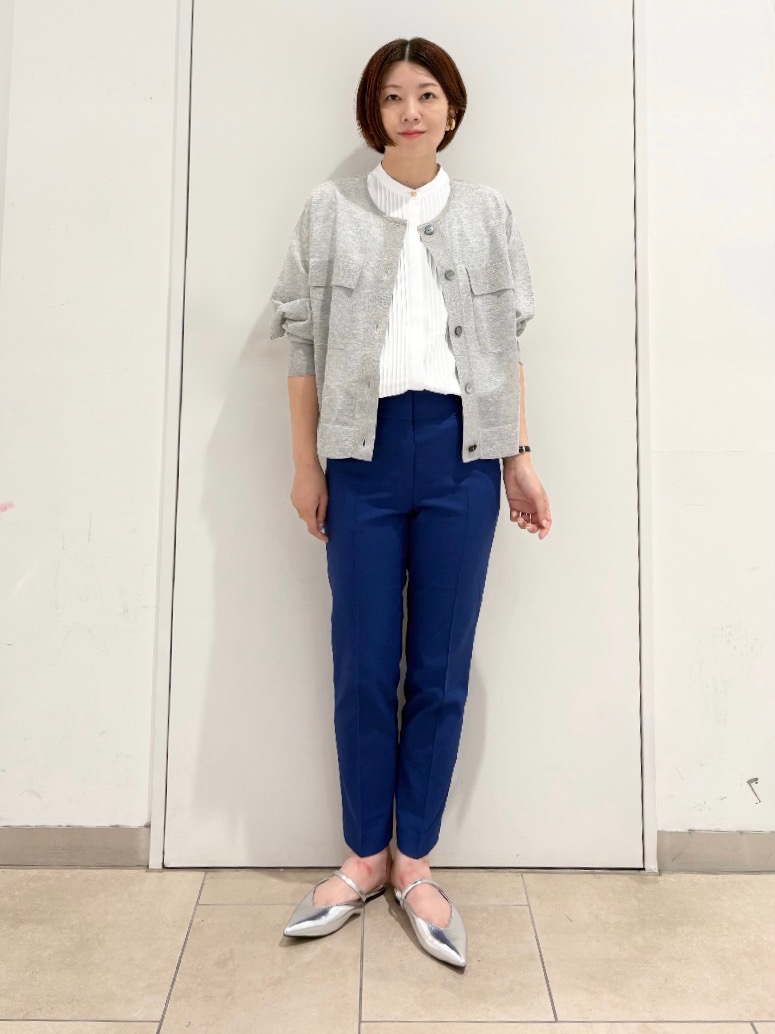 プラステ　リネンブレンドスティックパンツ　ネイビー　パンツ＋ジャケット PLST(プラステ)公式 | スティックパンツ（リネンブレンド）