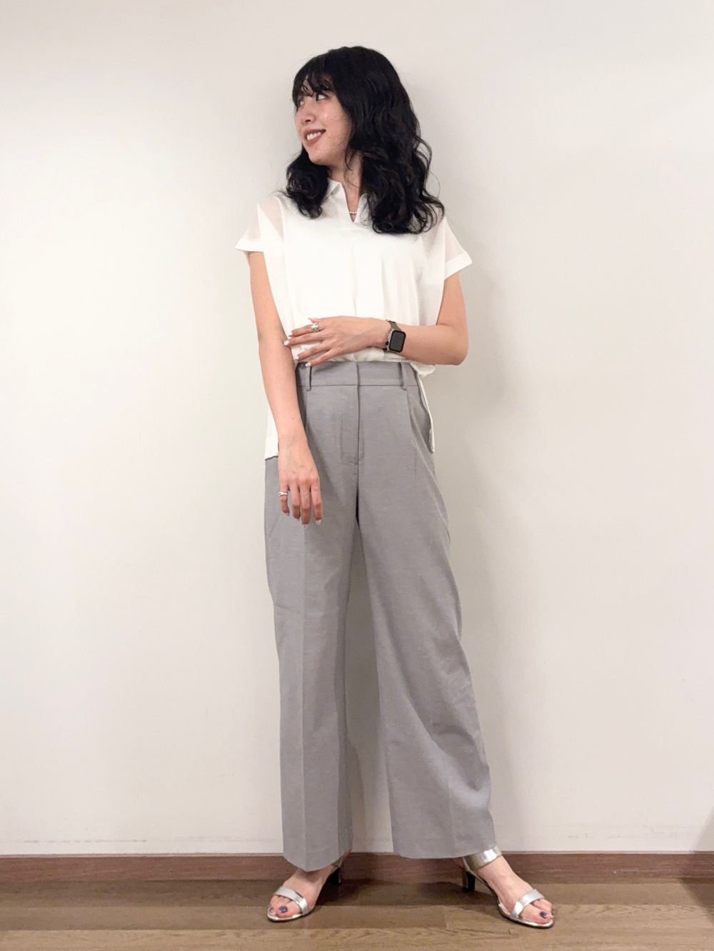 リネンブレンドカラーレスジャケット　リネンブレンドワイドパンツ PLST - PLST リネンブレンド ストレッチ カラーレス ジャケット