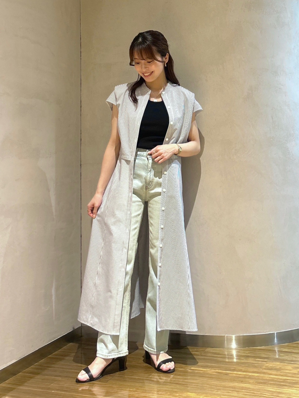 サッカーレイヤードワンピース、PLUS STYLEパンプス（ローヒール