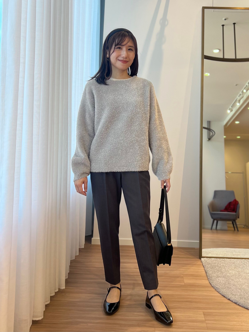 ウールブレンドリバーロングジレ、2024年モデル ワイドパンツ