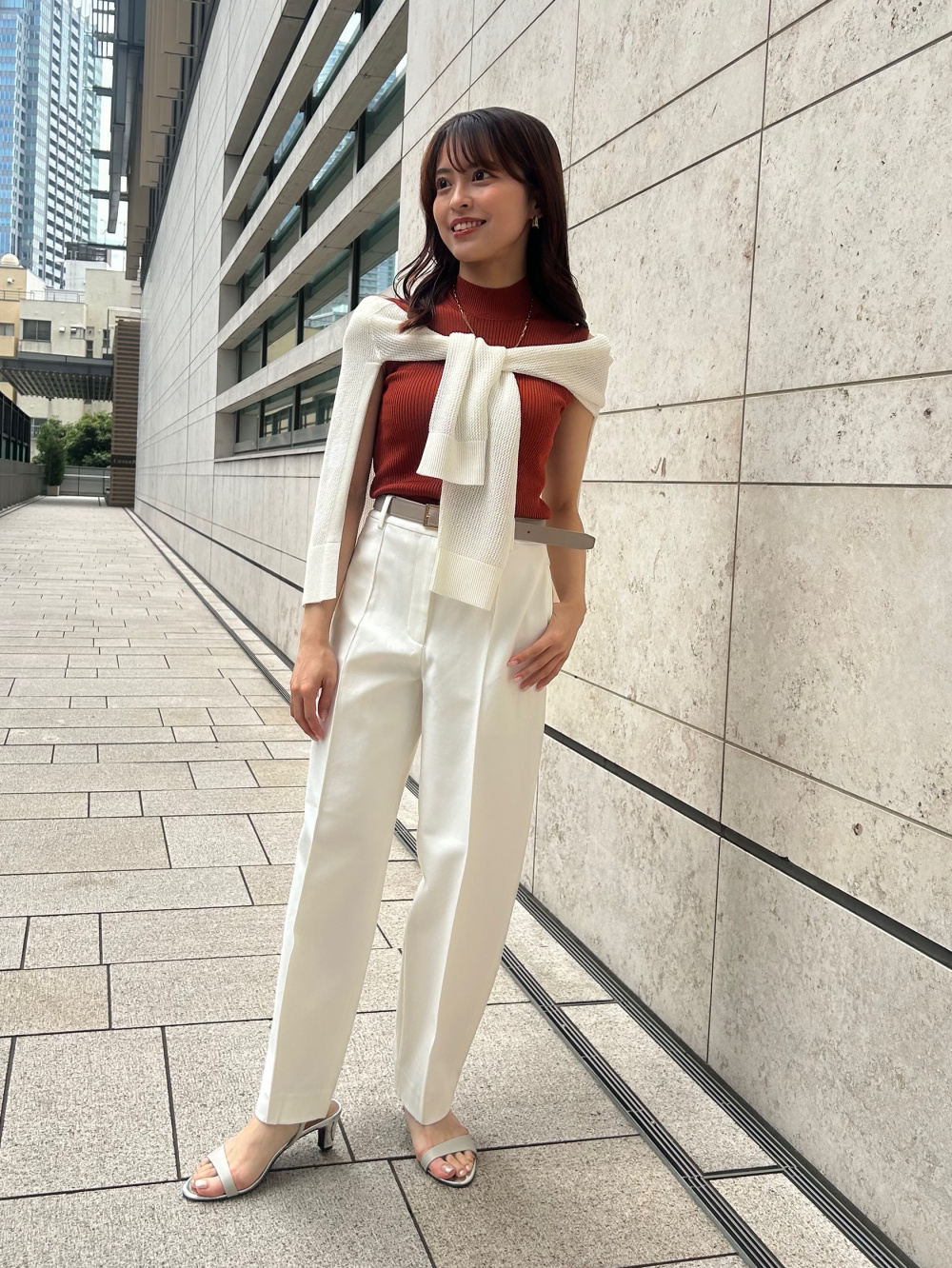 プレミアムオックスダブルジャケット、ソフトフレアパンツ（リネン