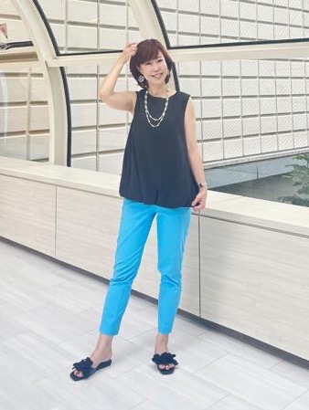 プラステ リネンブレンドスティックパンツ XXS 青、ダークグリーン 2点セット PLST(プラステ)公式 | スティックパンツ（リネンブレンド）
