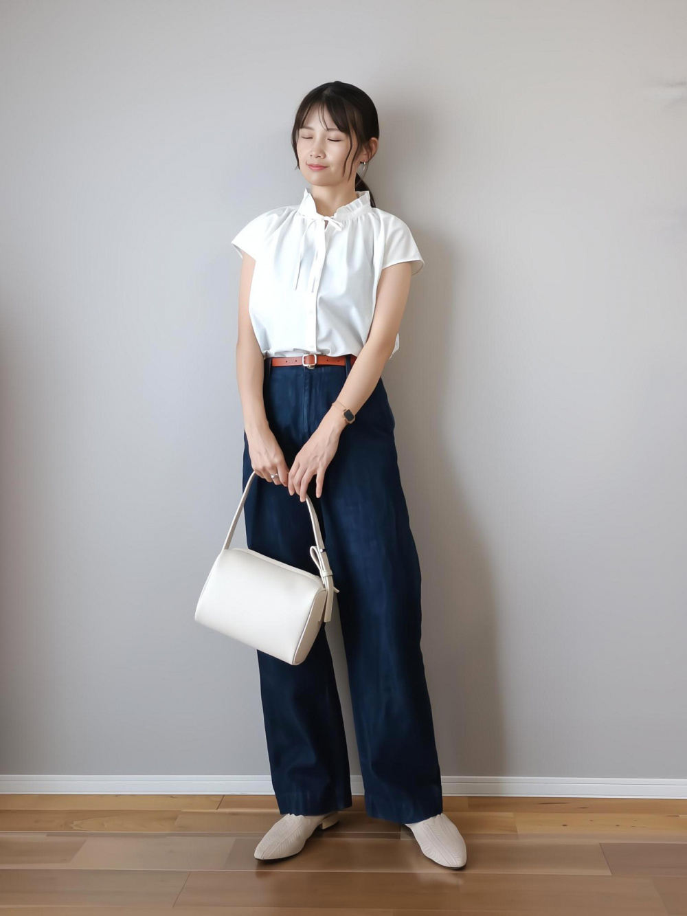 2024年モデル ワイドパンツ（リネンブレンド）、リネンブレンドダブル