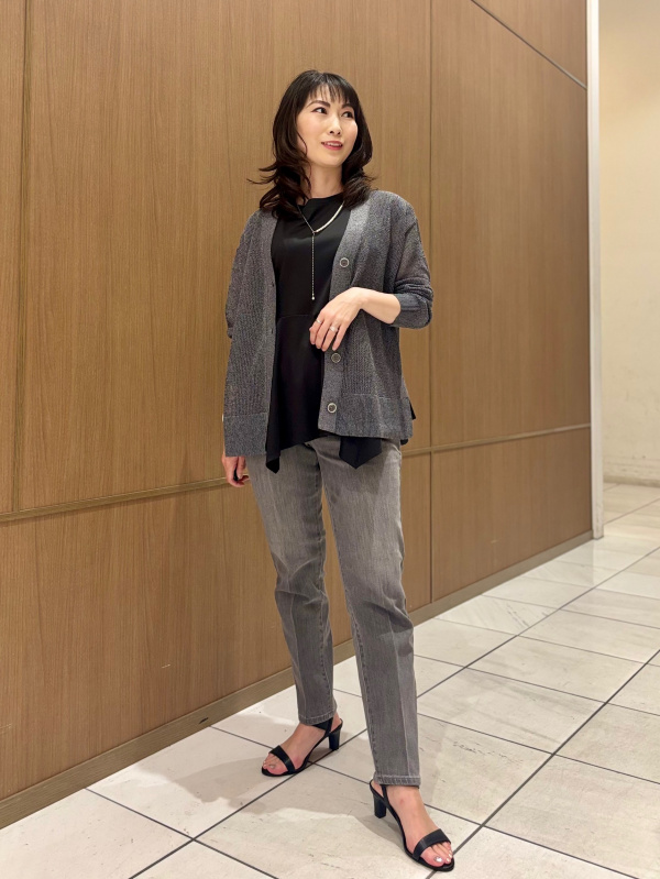 ローゲージラメボートネックセーター（長袖）、スティック