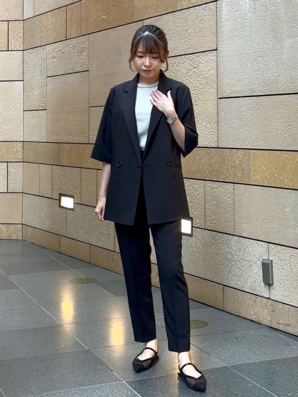 プレミアムオックスハーフスリーブジャケット（レディース）の着用