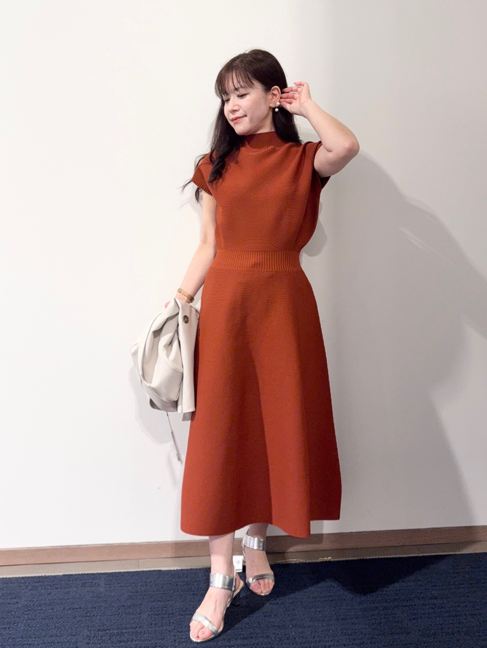 ホールガーメント®ボトルネックフレアワンピース、2WAYボール