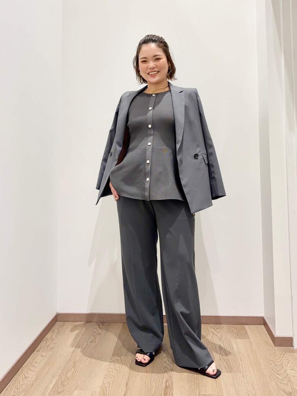 【PLST】プレミアムオックス　パンツスーツ　ダブルジャケット　セットアップ　L PLST(プラステ)公式 | プレミアムオックスダブルジャケット