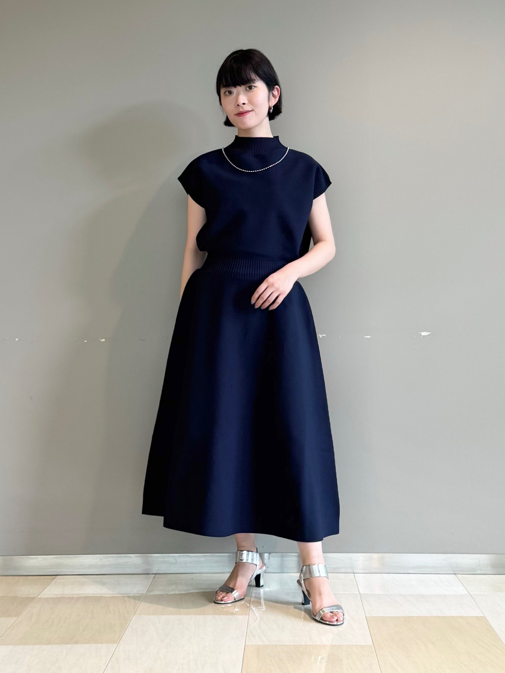 【新品未使用】PLST プラステ　ホールガーメントボトルネックフレアワンピース PLST(プラステ)公式 | ホールガーメント®ボトルネックフレア