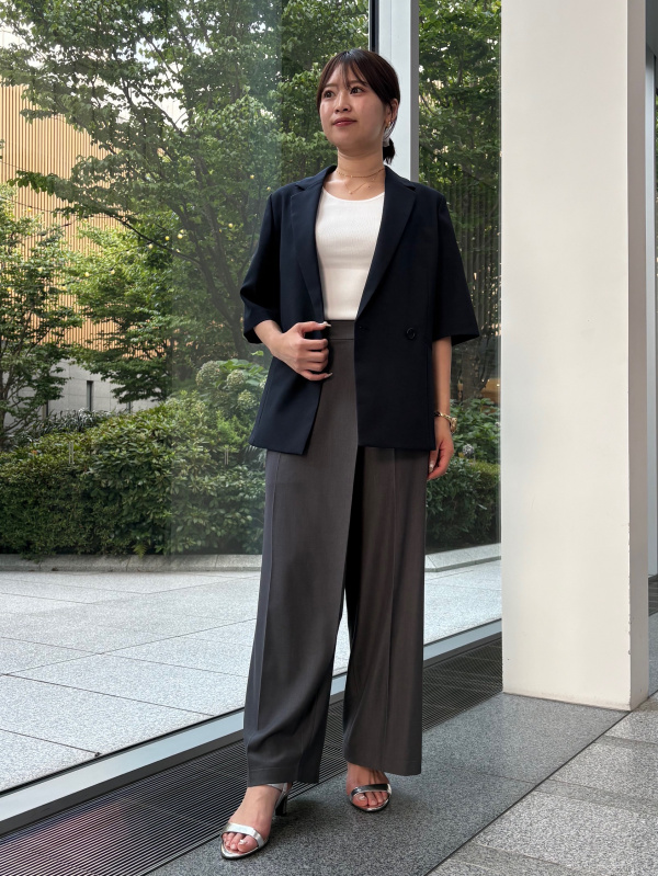 プレミアムオックスハーフスリーブジャケット（レディース）の着用