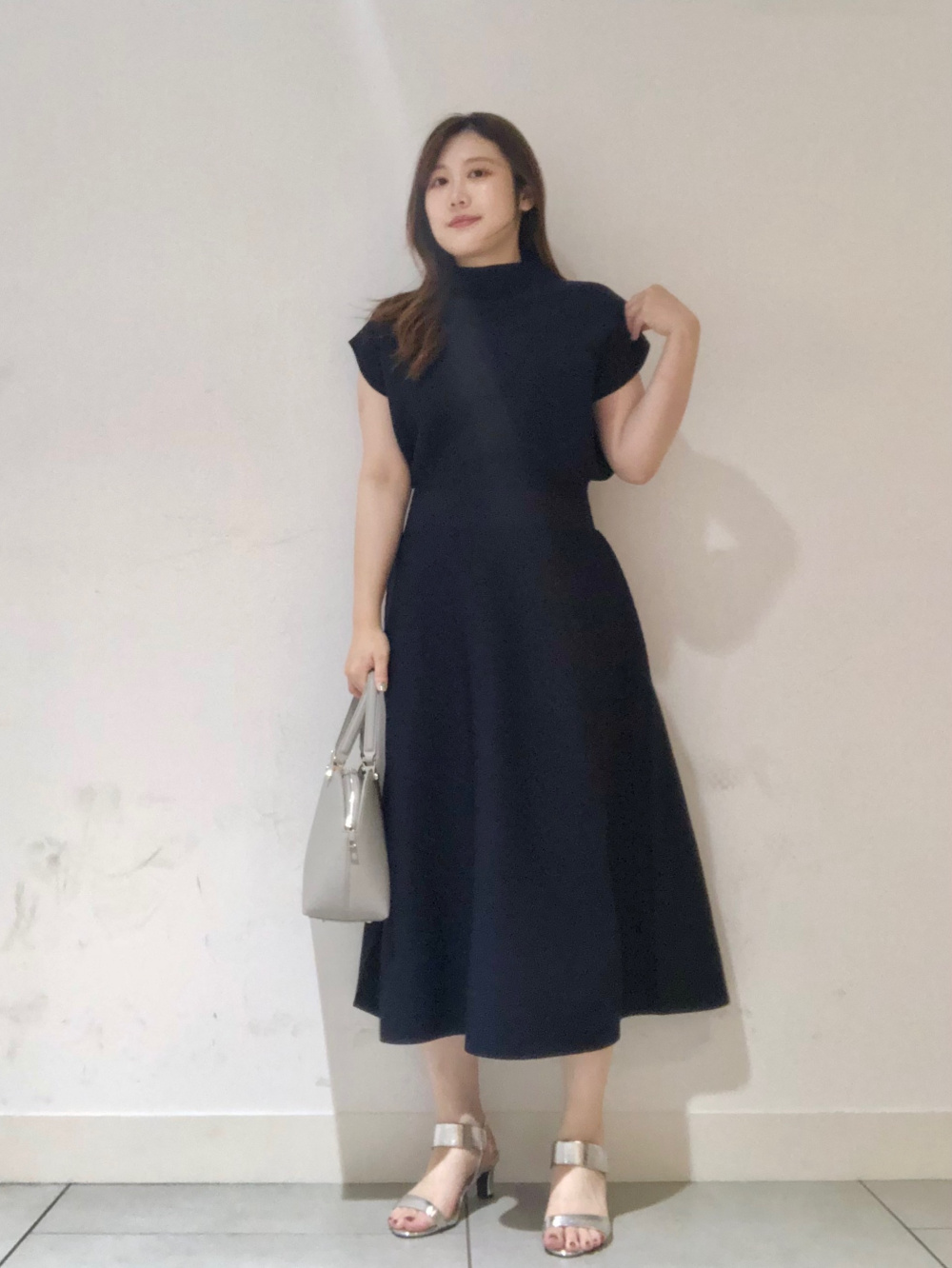 コットンブレンドノースリーブワンピース、チェーンコンビ2WAY