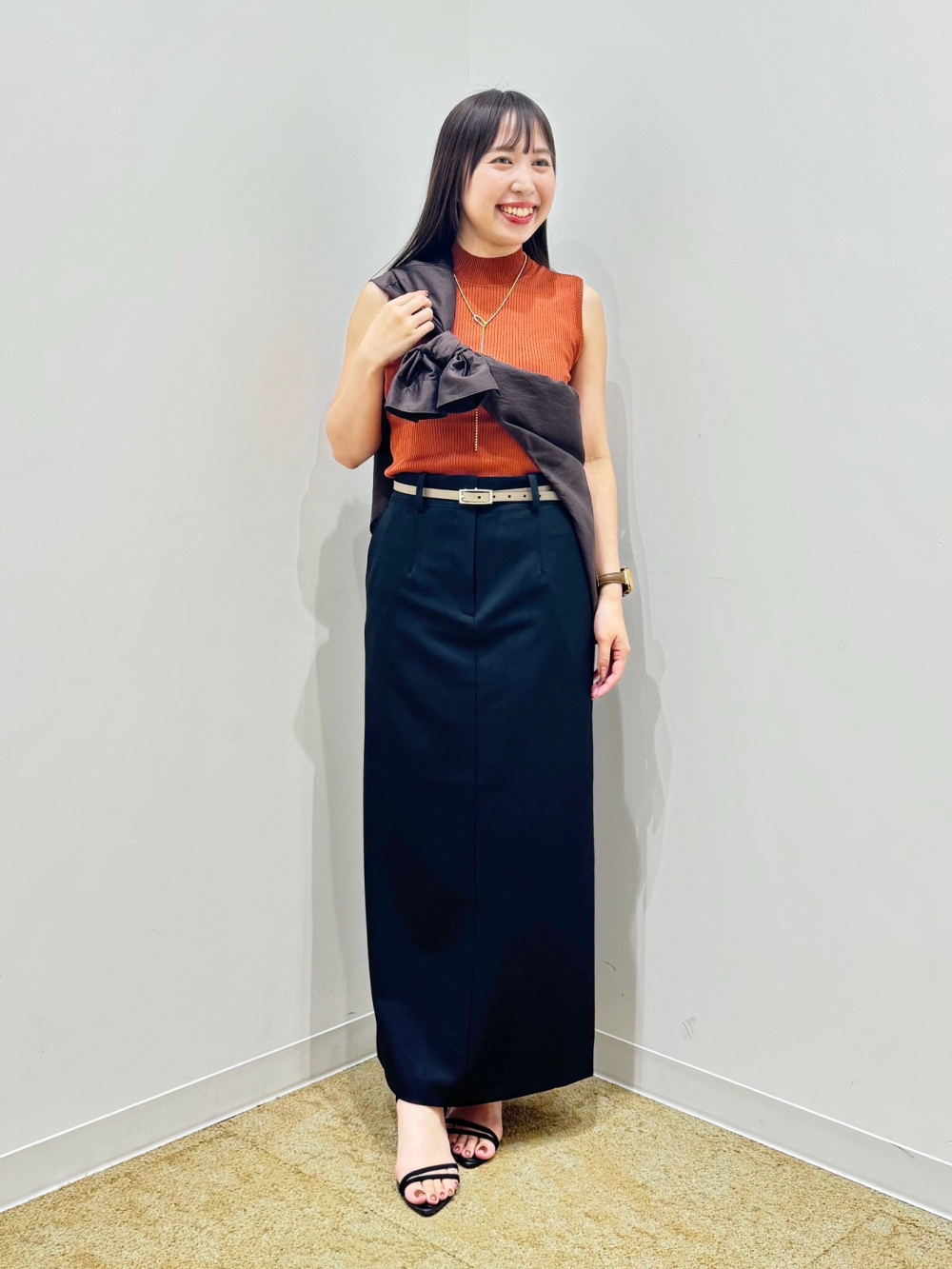 ホールガーメント®シアーコンビセーター、ロングナロースカート