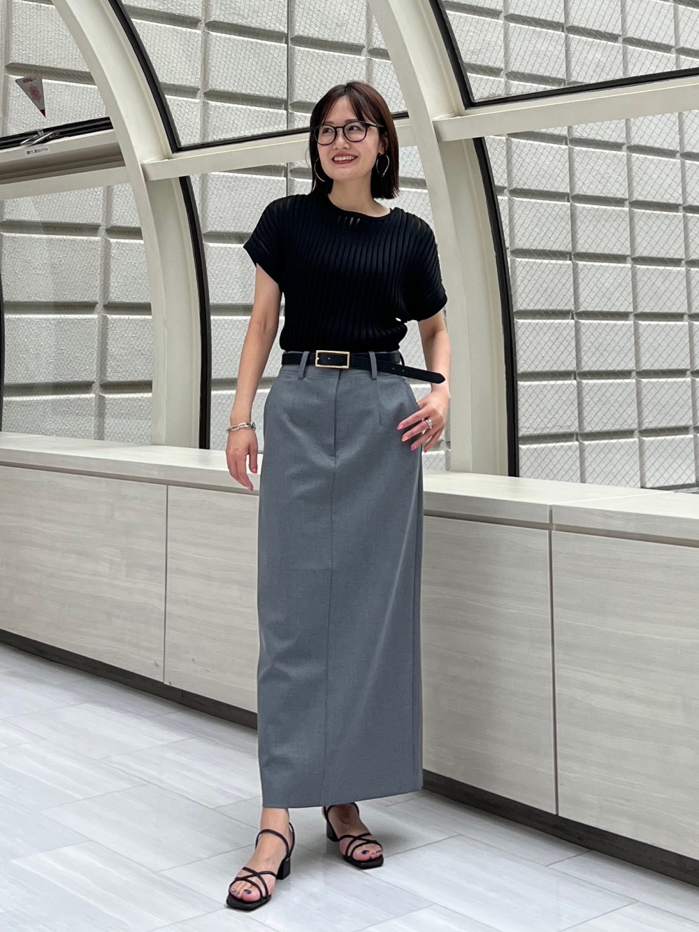 ホールガーメント®シアーコンビセーター、ロングナロースカート