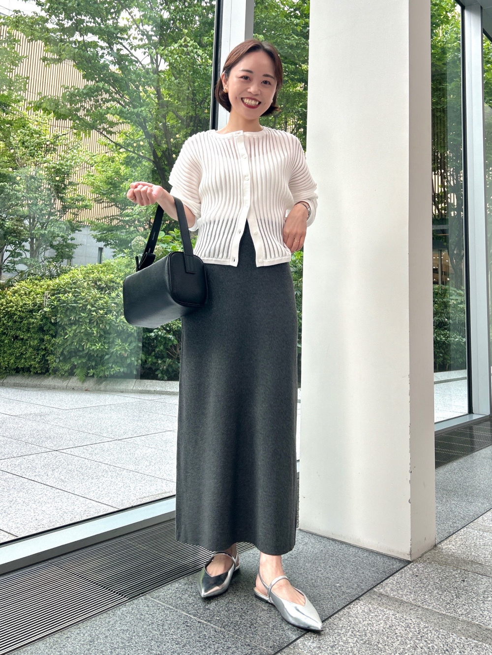 コットンブレンドハーフスリーブシャツ、フルレングス2タックワイド