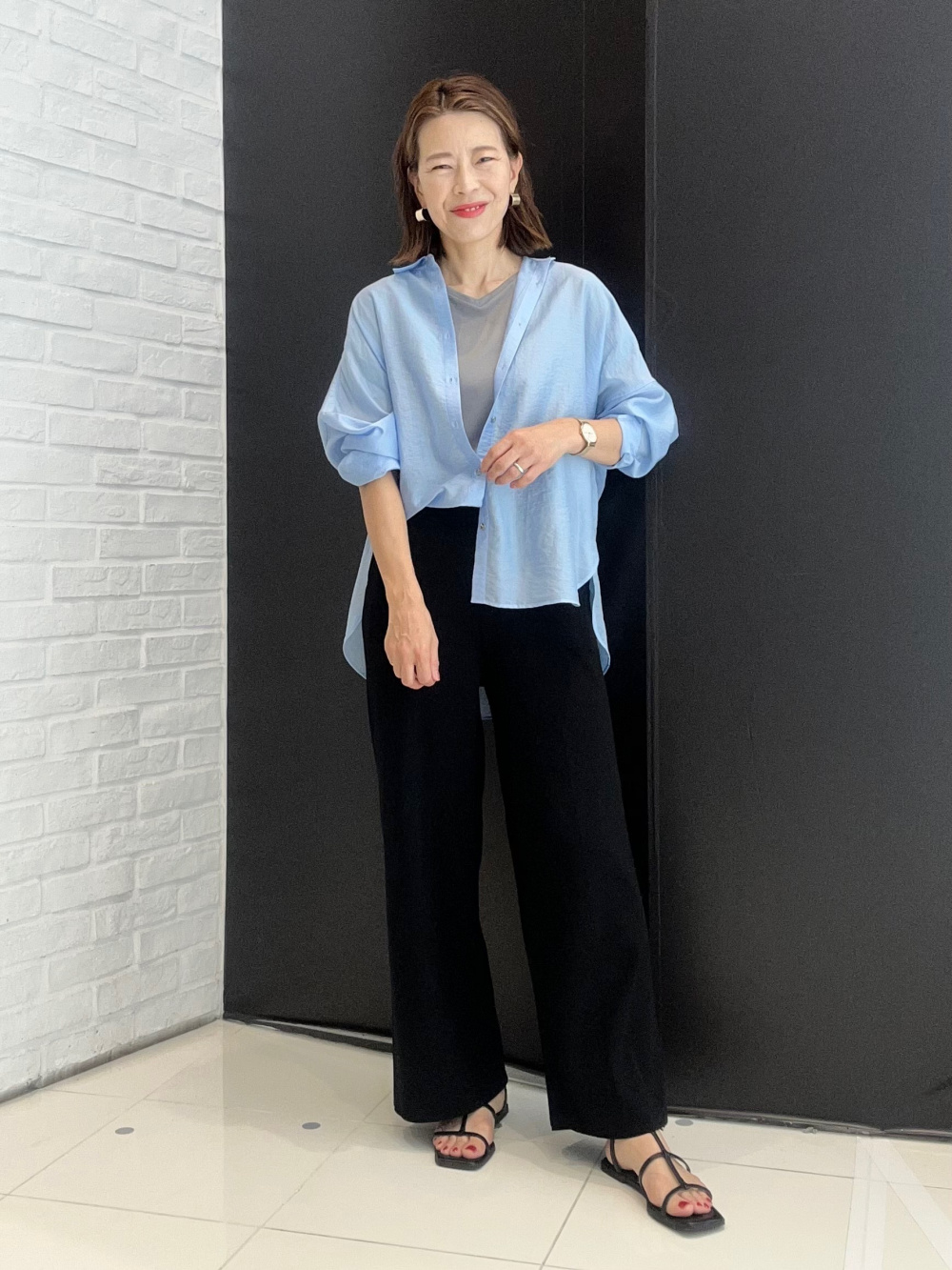 リネンブレンドダブルジャケット、ワイドパンツ（リネンブレンド