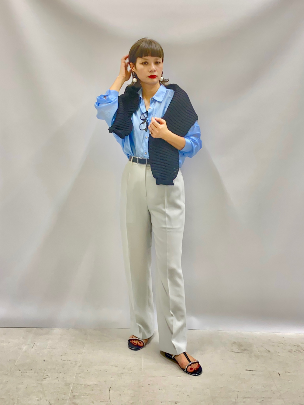 リネンブレンドダブルジャケット、ワイドパンツ（リネンブレンド