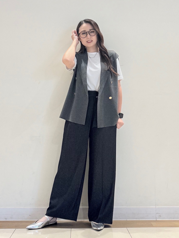 PLST プラステ リネンブレンドダブルジャケット＆ワイドパンツ