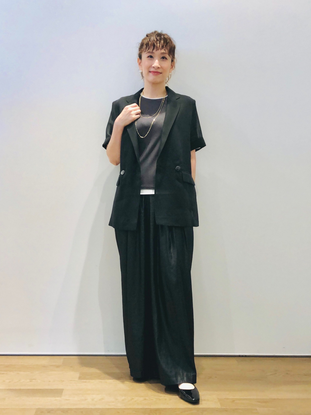 シアーオーガンジーハーフスリーブジャケット、シアーレイヤード