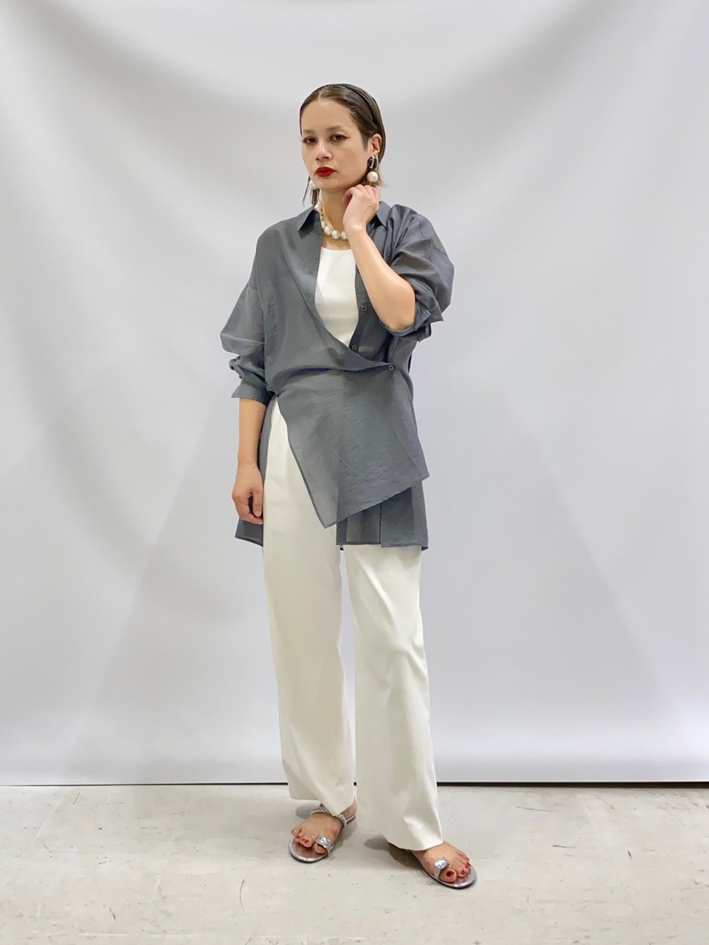 ワイドパンツ（リネンブレンド）」の着用コーディネート| プラステ