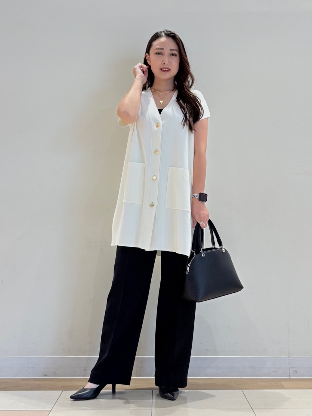 【新品タグ付き】PLST レーヨンブレンドテーラードニットベスト 黒Lサイズ PLST(プラステ)公式 | レーヨンブレンドテーラードニットベスト