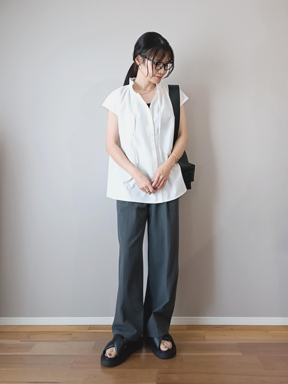 2024年モデル ワイドパンツ（リネンブレンド）、リネンブレンドダブル