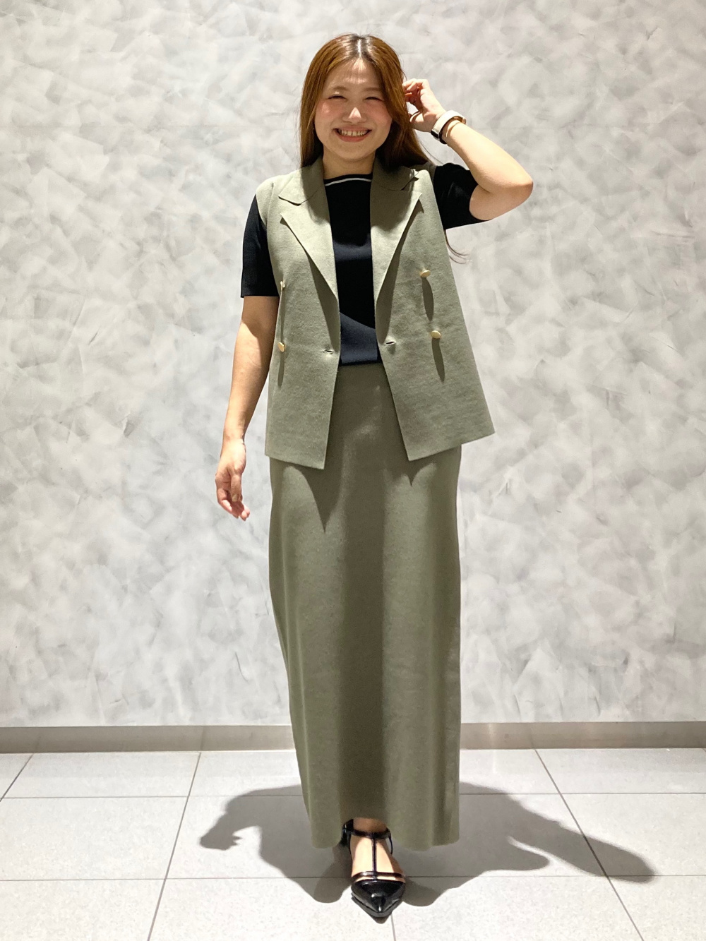 レーヨンブレンドテーラードニットベスト、ドットボリュームチュール