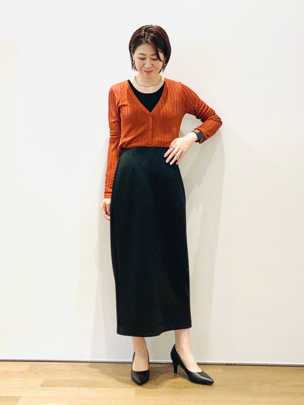 ブラック×ブラウンコーデ