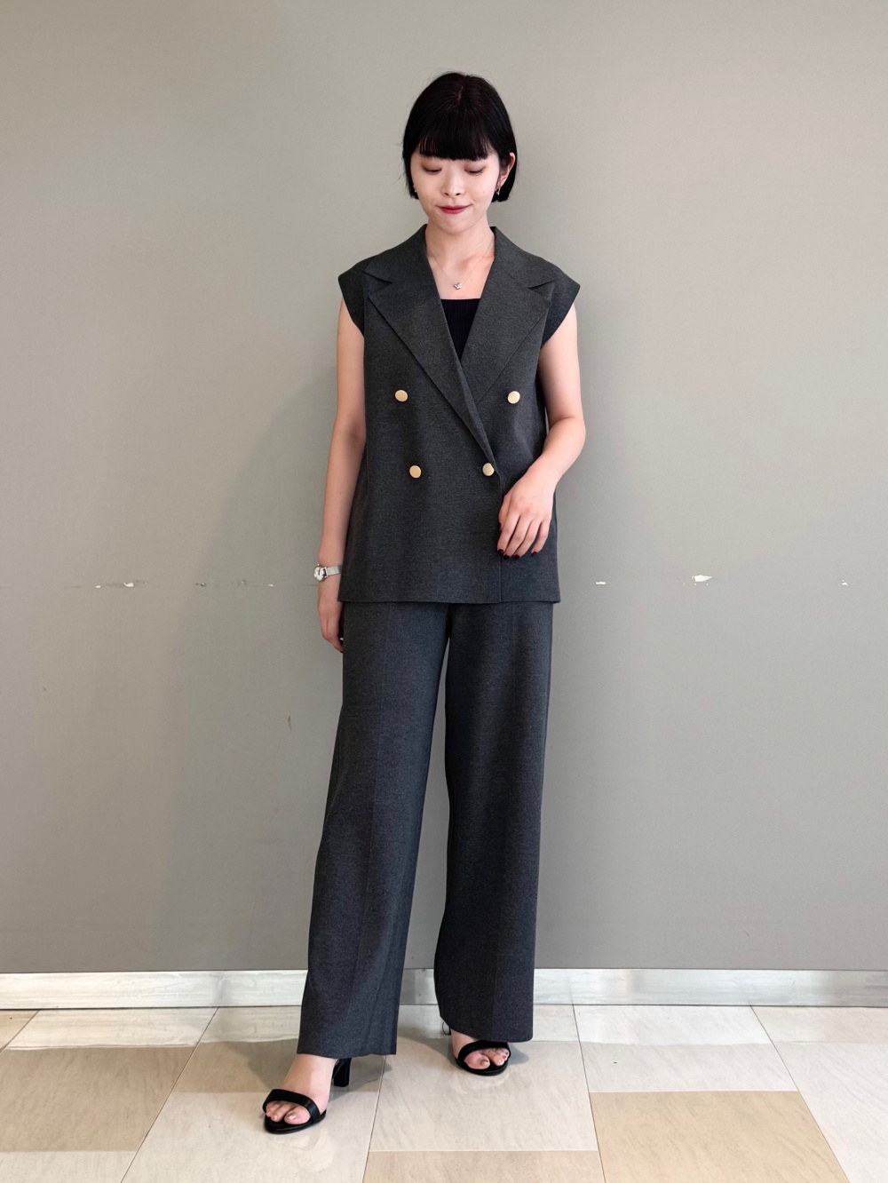 シアーオーガンジージレ、ワイドパンツ（リネンブレンド）」の