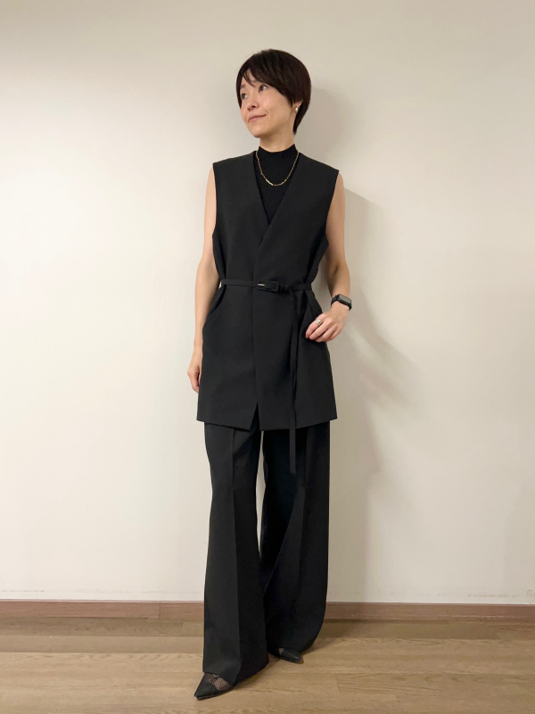 【値下げ】PLST プラステ リネンブレンドダブルジャケット ワイドパンツ L リネンブレンドダブルジャケット、ワイドパンツ（リネンブレンド