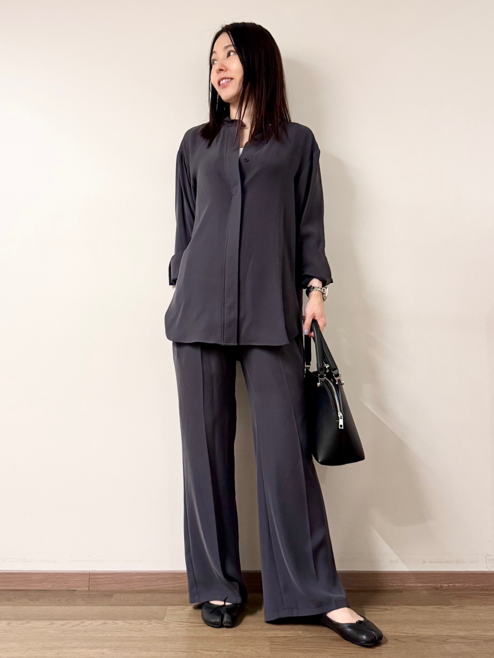 トリアセブレンドペプラムジャケット、トリアセブレンドテーパード