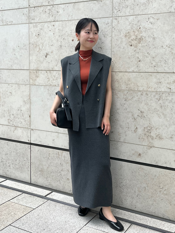 レーヨンブレンドテーラードニットベスト、レーヨンブレンドナロー