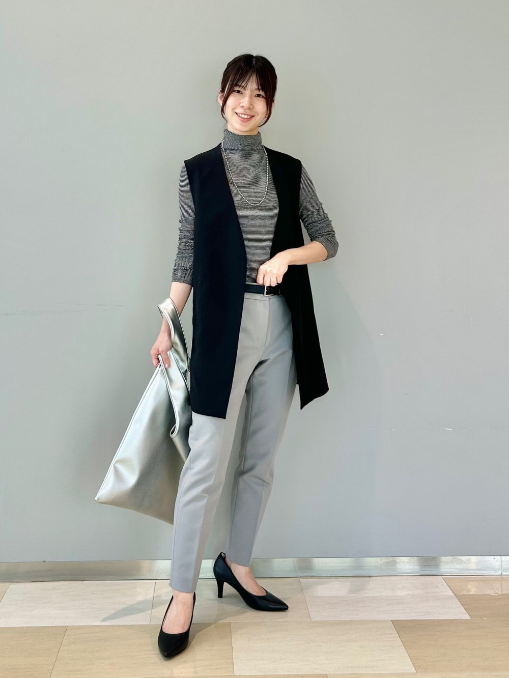 PLST プラステ リネンブレンドダブルジャケット＆ワイドパンツ ネイビーL PLST(プラステ)公式 | リネンブレンドダブルジャケット