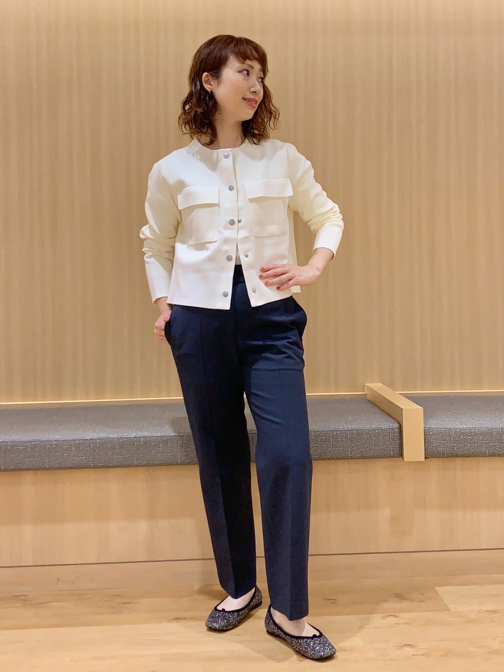 プレミアムオックスダブルジャケット、ワイドパンツ（リネンブレンド