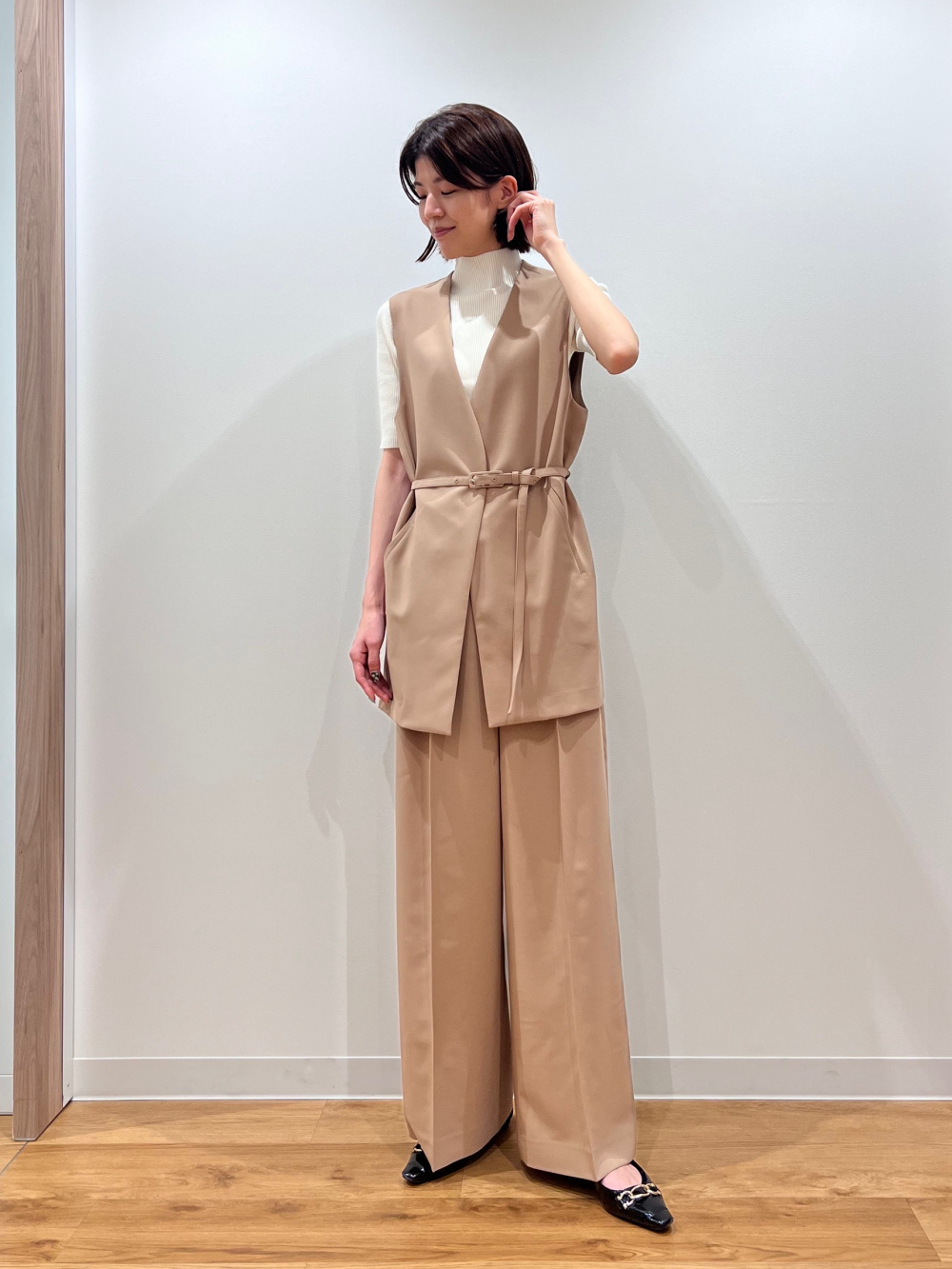 PLST ストレッチツイルベルテッドジレ　M PLST(プラステ)公式 | ストレッチツイルベルテッドジレ