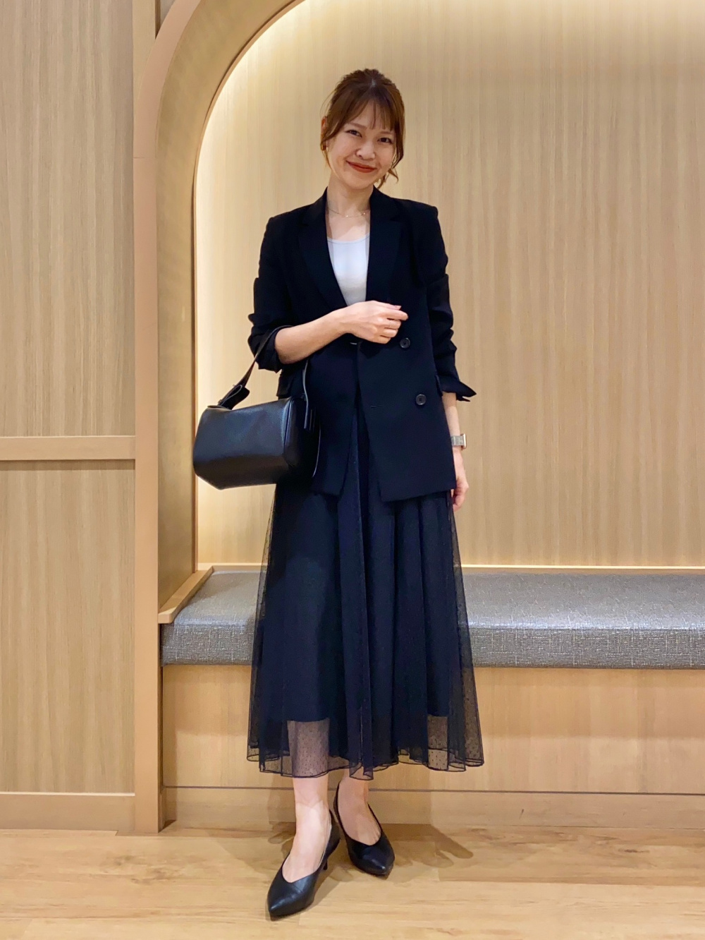 トリアセブレンドダブルジャケット、ワイドパンツ（リネンブレンド