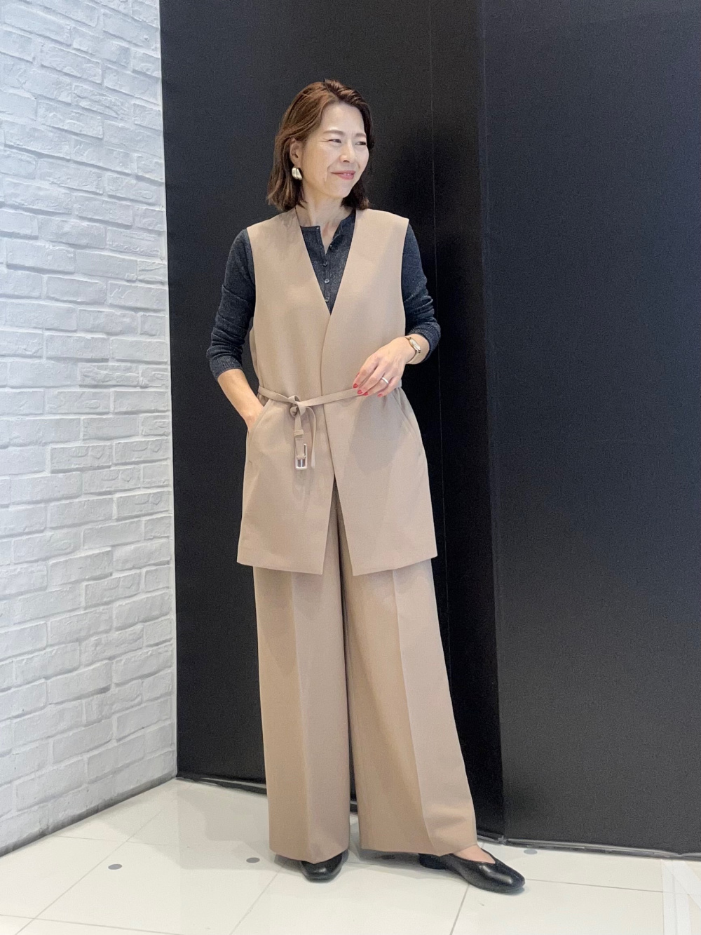 PLST ストレッチツイルベルテッドジレ　M PLST(プラステ)公式 | ストレッチツイルベルテッドジレ