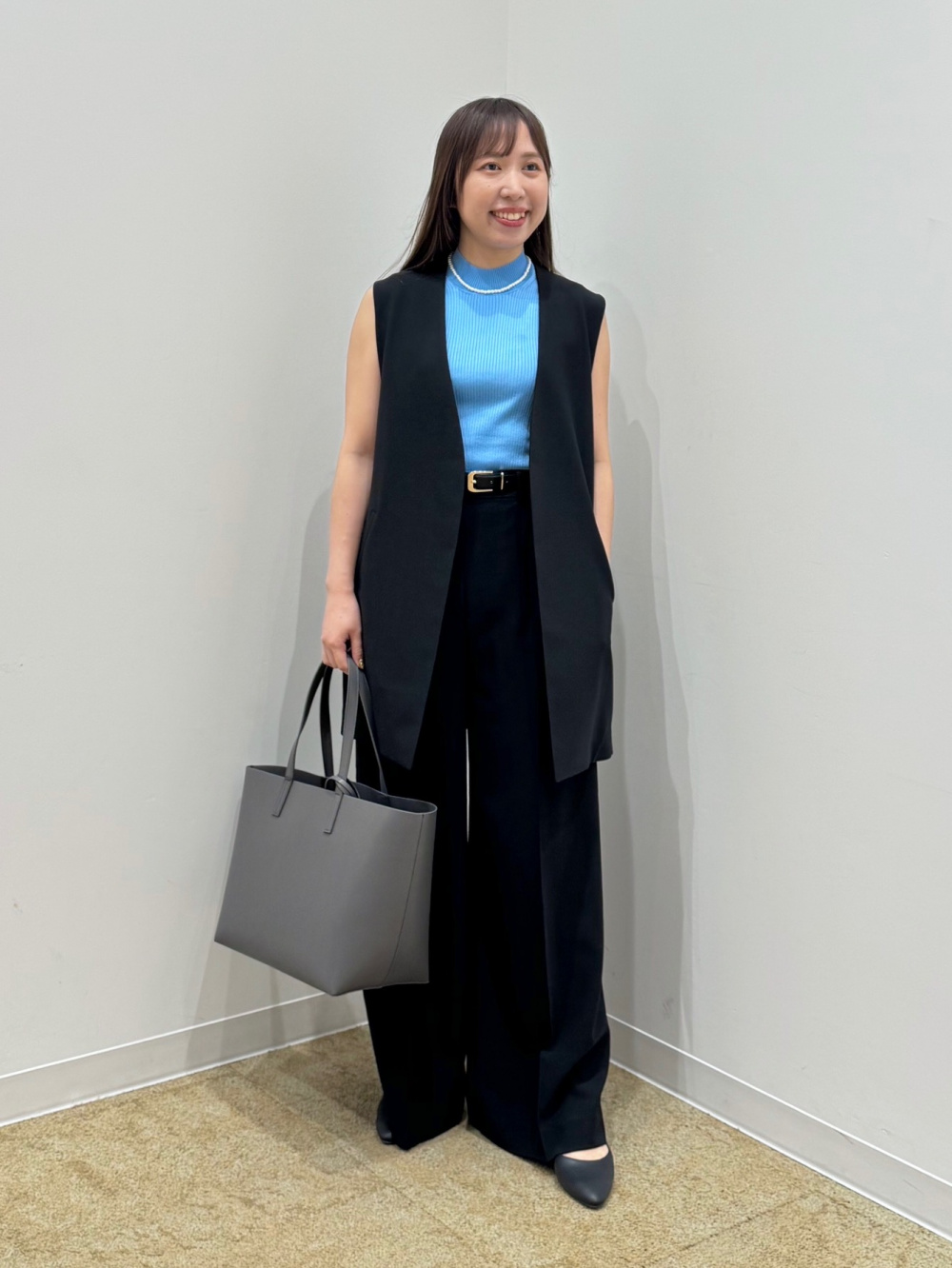 ストレッチツイルベルテッドジレ」の着用コーディネート| プラステ