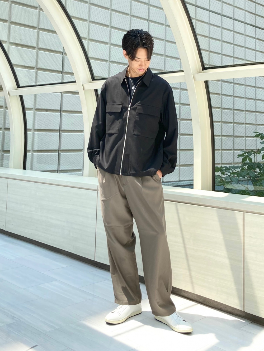 テックストレッチダブルブレストジャケット、レーヨンブレンド