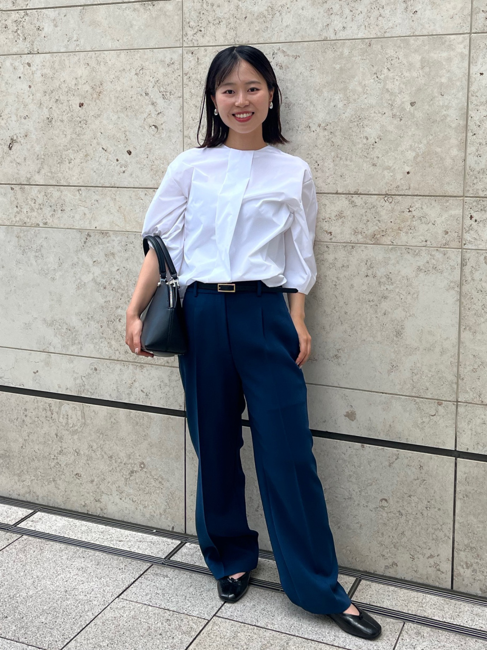 ツイードペプラムジャケット、トリアセブレンドテーパードパンツ」の