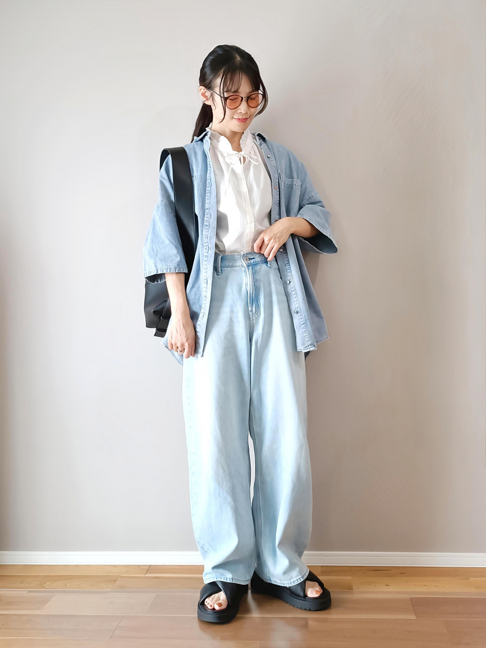 PLST プラステ リネンブレンドダブルジャケット＆ワイドパンツ ネイビーL PLST(プラステ)公式 | リネンブレンドダブルジャケット