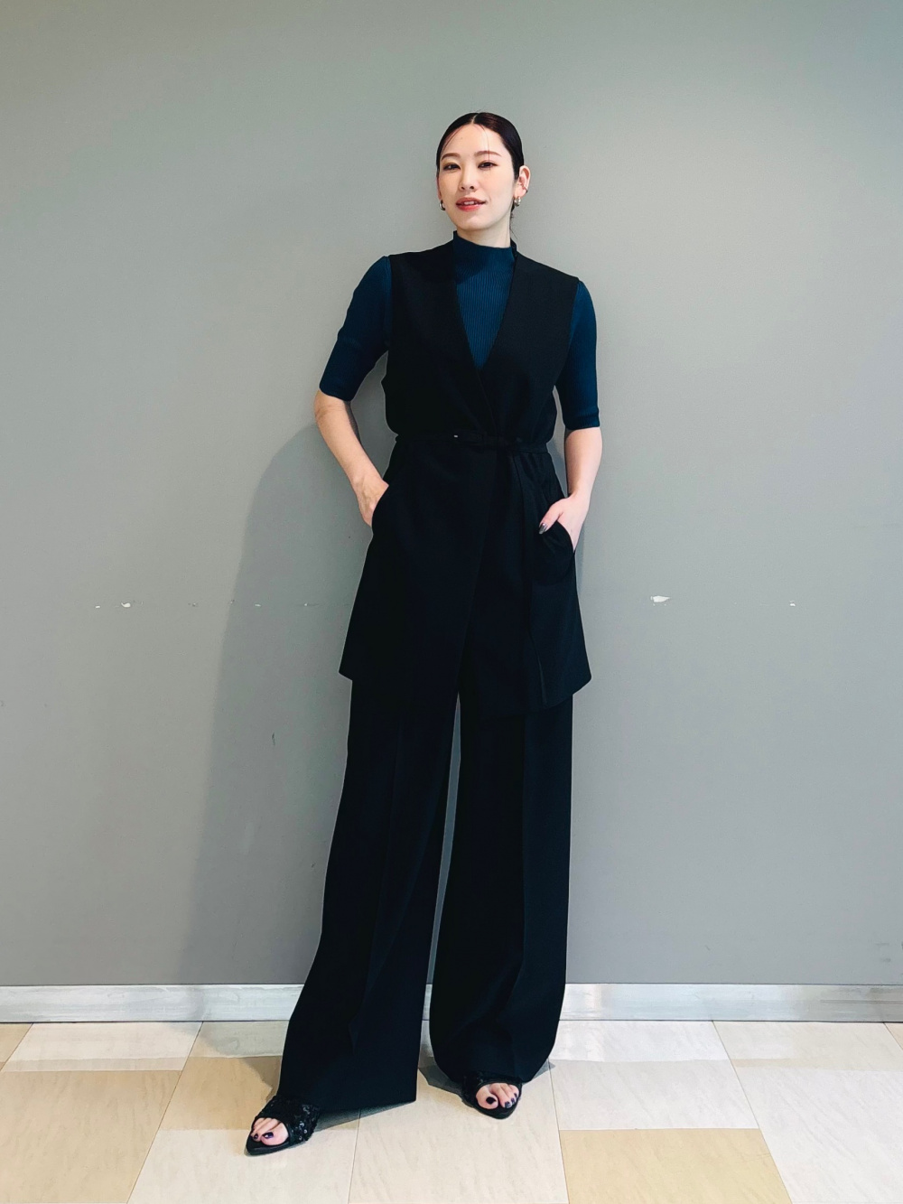 PLST ストレッチツイルベルテッドジレ　M PLST(プラステ)公式 | ストレッチツイルベルテッドジレ