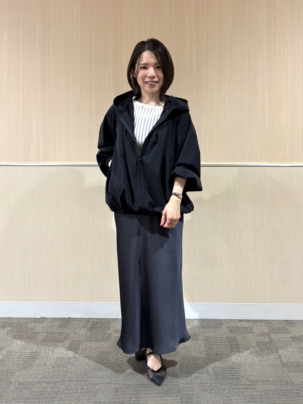 PLST プラステ リネンブレンドダブルジャケット＆ワイドパンツ ネイビーL リネンブレンドダブルジャケット、ワイドパンツ（リネンブレンド