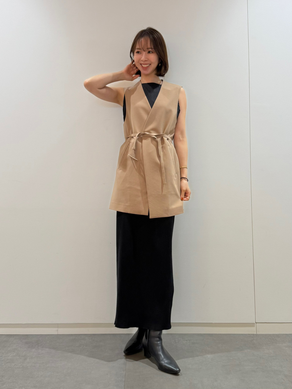 PLST ストレッチツイルベルテッドジレ　M PLST(プラステ)公式 | ストレッチツイルベルテッドジレ