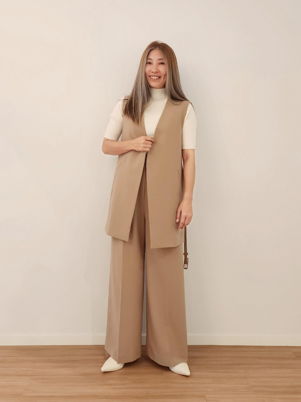 ストレッチツイルベルテッドジレ」の着用コーディネート| プラステ